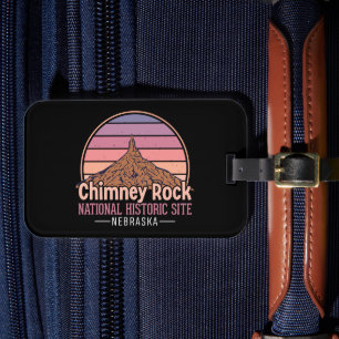Chimney Rock Nebraska Vintage Sunset Travel Luggage Tag