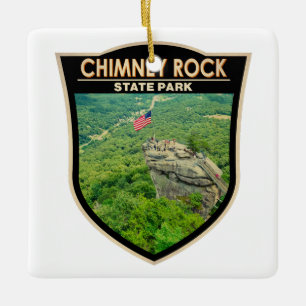 Chimney Rock State Park North Carolina Badge Ceramic Ornament