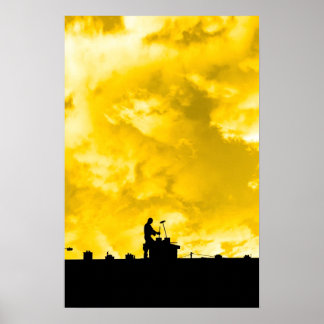 chimney sweep silhouette on the rooftop poster