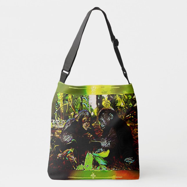 Chimp and Gorilla Cooperation 02. Crossbody Bag (Back)