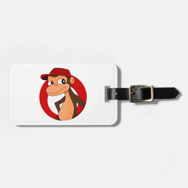 Chimp cartoon luggage tag (Front Horizontal)