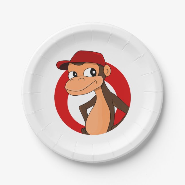 Chimp cartoon paper plates (Front)