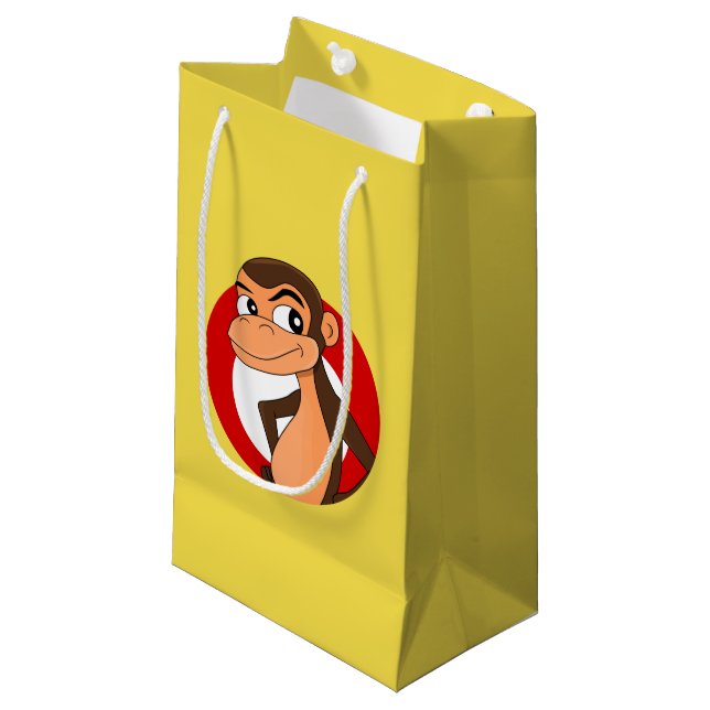 Chimp cartoon small gift bag (Front Angled)