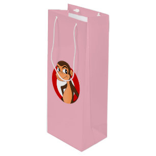 Chimp cartoon wine gift bag