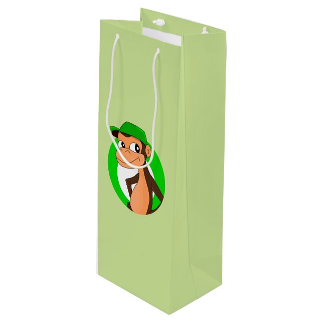 Chimp cartoon wine gift bag (Front Angled)