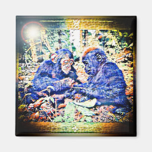 Chimp & Gorilla Cooperation 01 Magnet
