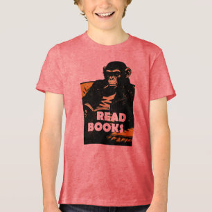 Chimp is reading books Tri-Blend shirt
