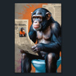 Chimp King in Pop Art – Bold Realism and Dynamic  Photo Print<br><div class="desc">Step into the world of quirky royalty with "Royal Chimp on the Throne". This digital artwork combines realistic animal portraiture with the boldness of pop art, creating a visually striking and thought-provoking composition. The chimpanzee, detailed with expressive facial features and lifelike fur, squats on a toilet, holding a newspaper titled...</div>