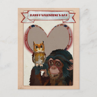 CHIMP & OWL VALENTINE'S Postcard