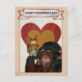 CHIMP & OWL VALENTINE'S Postcard
