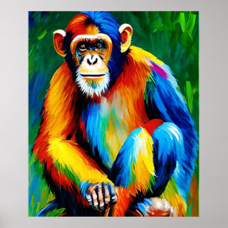 Chimp Painting | Home Decoration, Colourful Rainbo Poster
