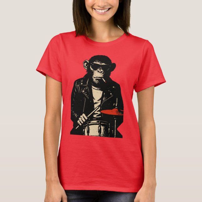 Chimp Rebel Drummer T-Shirt (Front)