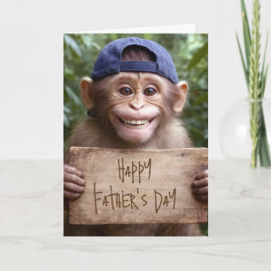 Chimp with Father's Day Sign Card