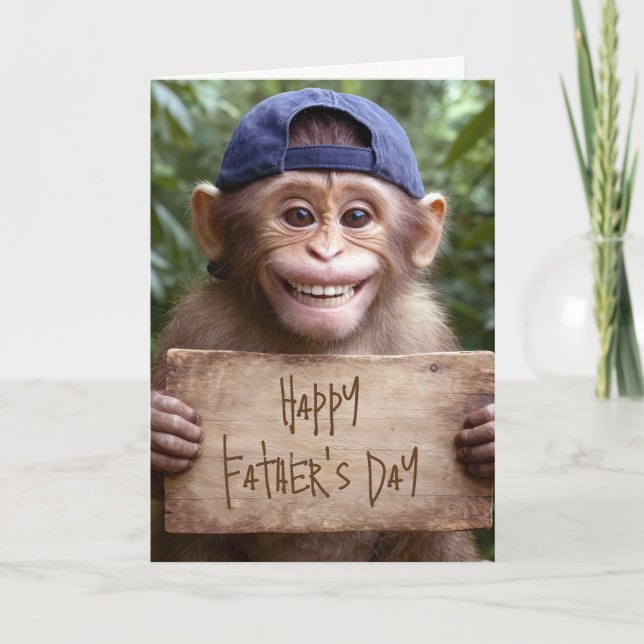 Chimp with Father's Day Sign Card (Front)