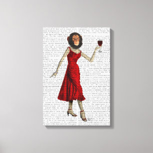 Chimp With Wine Canvas Print