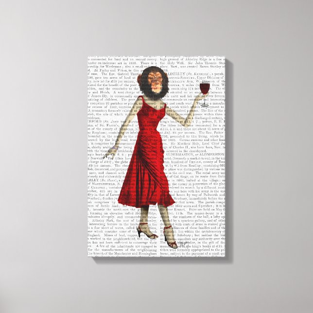 Chimp With Wine Canvas Print (Front)