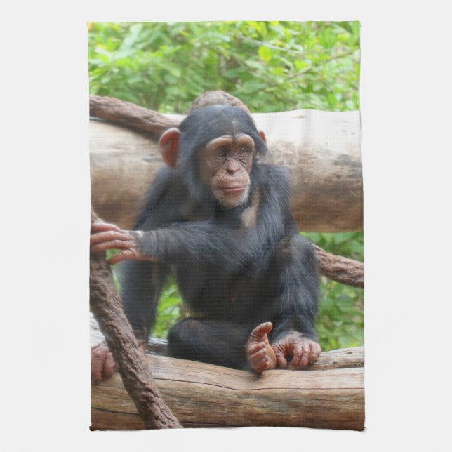 Chimpanzee 001 tea towel (Vertical)