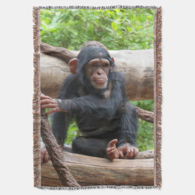 Chimpanzee 001 throw blanket (Front Vertical)