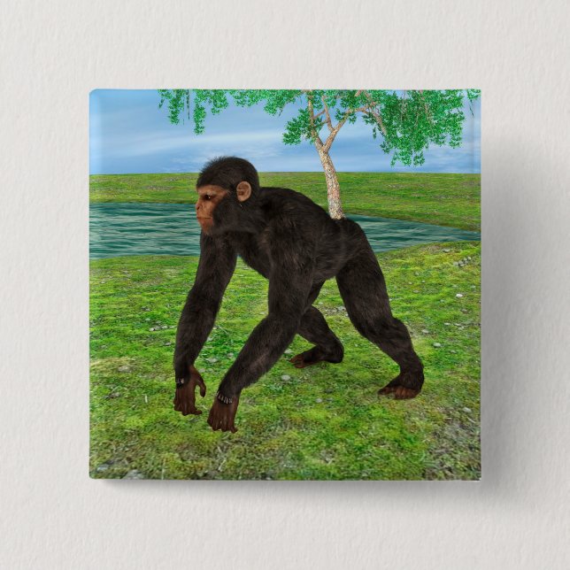 Chimpanzee 15 Cm Square Badge (Front)