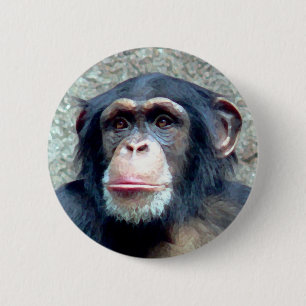 Chimpanzee 6 Cm Round Badge