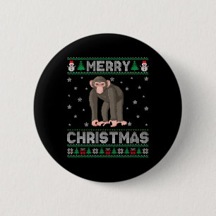 Chimpanzee Animal Men Women Kids Ugly Christmas Sw 6 Cm Round Badge