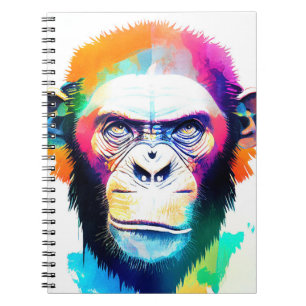 Chimpanzee Ape Wild Nature Animal Color Art Pain Notebook