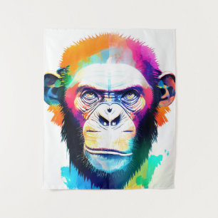 Chimpanzee Ape Wild Nature Animal Color Art Pain Tapestry