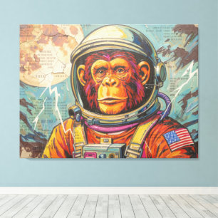 CHIMPANZEE ASTRONAUT COMING HOME-3 CANVAS PRINT
