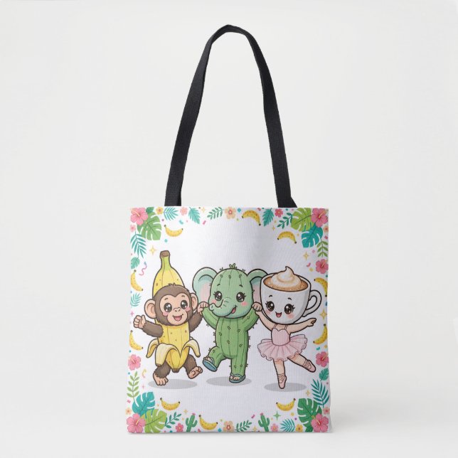 Chimpanzee Bananas Jungle Party Tote Bag (Front)