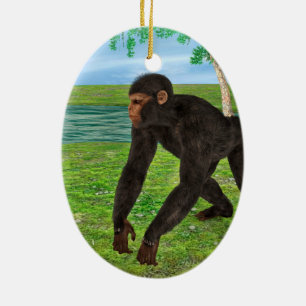 Chimpanzee Ceramic Tree Decoration