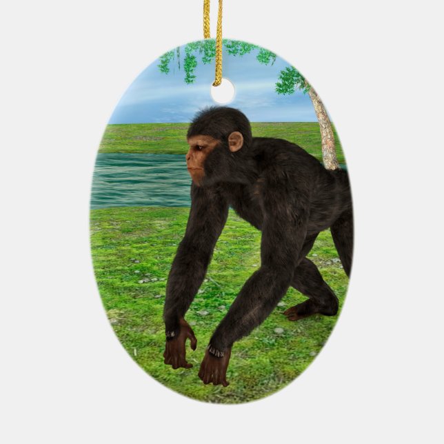 Chimpanzee Ceramic Tree Decoration (Back)