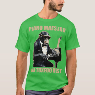 Chimpanzee Chimp Piano Maestro In A Tuxedo Vest Fu T-Shirt