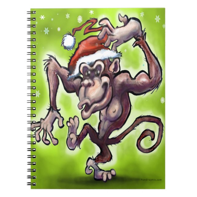 Chimpanzee Christmas Spiral Notebook (Front)