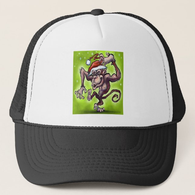 Chimpanzee Christmas Trucker Hat (Front)