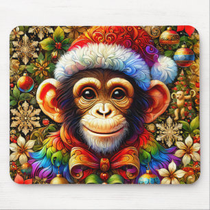 CHIMPANZEE Christmas Zany ~ Mouse Pad