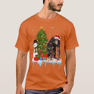 Chimpanzee Costume Santa Lights Hat Snowman Christ T-Shirt