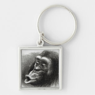 Chimpanzee Disappointed and Sulky Key Ring