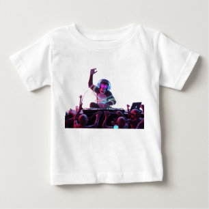 Chimpanzee DJ Mixing Music at a Neon Futuristic Pa Baby T-Shirt
