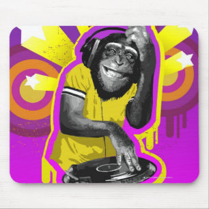 Chimpanzee DJ Mouse Pad