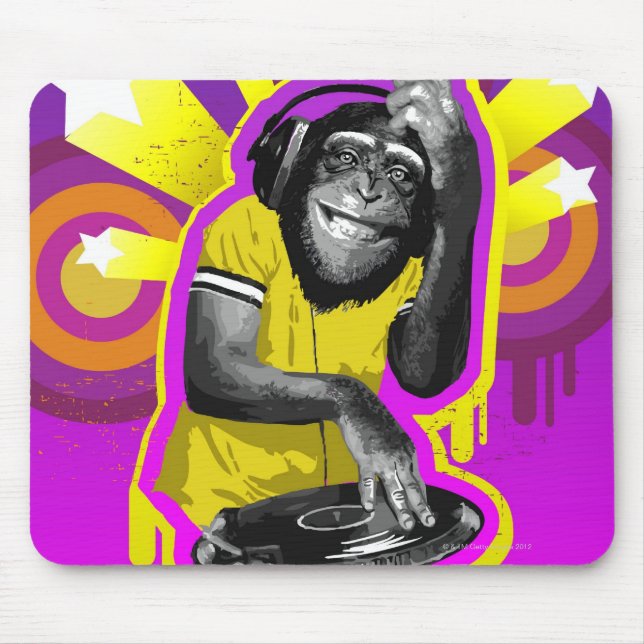 Chimpanzee DJ Mouse Pad (Front)
