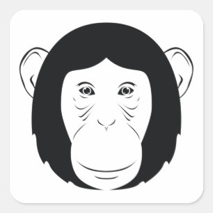 Chimpanzee Face Silhouette Square Sticker