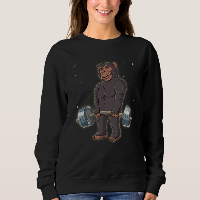Chimpanzee Gym Weight Training Deadlift  2 Sweatshirt (Front)