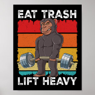 Chimpanzee Gym Weight Training Eat Trash Lift Heav Poster