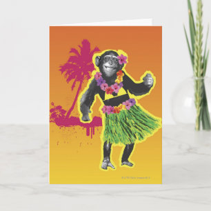 Chimpanzee Hula Dancing Card