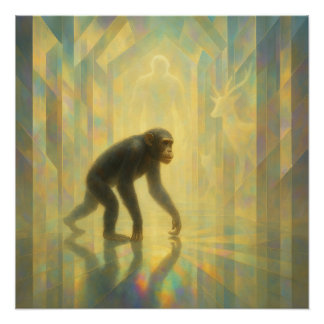 Chimpanzee in the Prism Light Hall – GeoWild Art Poster