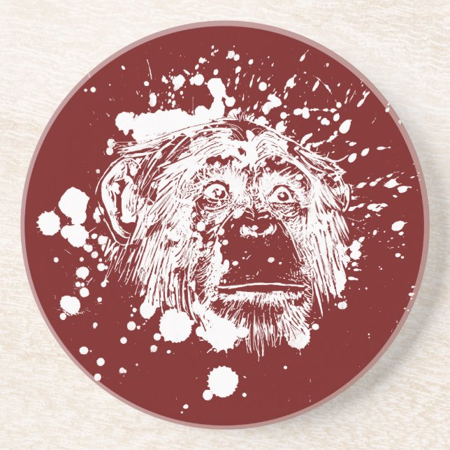 Chimpanzee in White Splash Coaster (Front)