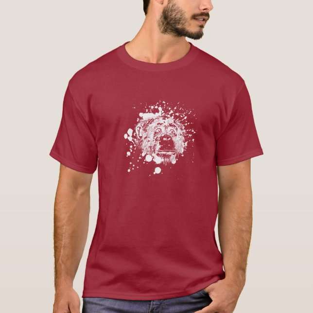 Chimpanzee in White Splash T-Shirt (Front)