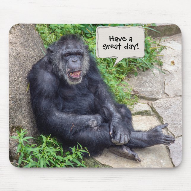 chimpanzee leaning on rock mouse pad (Front)