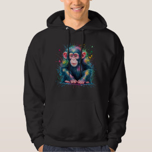 Chimpanzee Men Woman Colourful Watercolor Chimpanz Hoodie