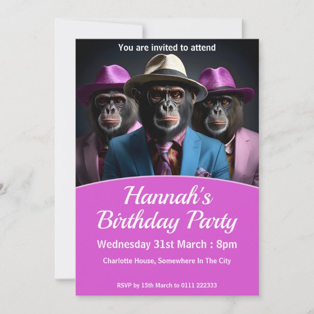 Chimpanzee Mob Invitation (Front)